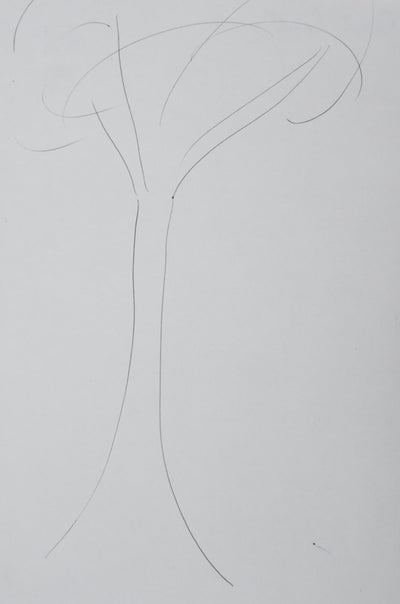 Pierre LOUKI : Tige arborescente, Autographe et dessin original signé