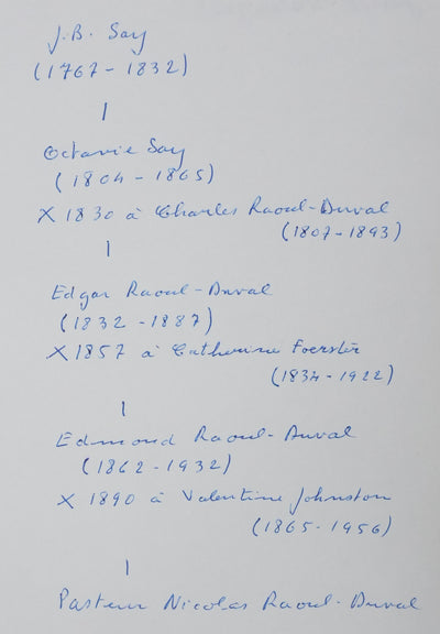 Joseph VALYNSEELE : Arbre généalogique de la noblesse, Autographe et dessin original signé