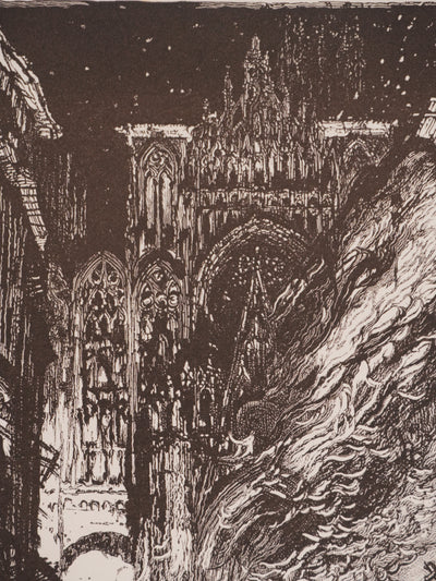 Frank BRANGWYN : L'incendie, Gravure originale