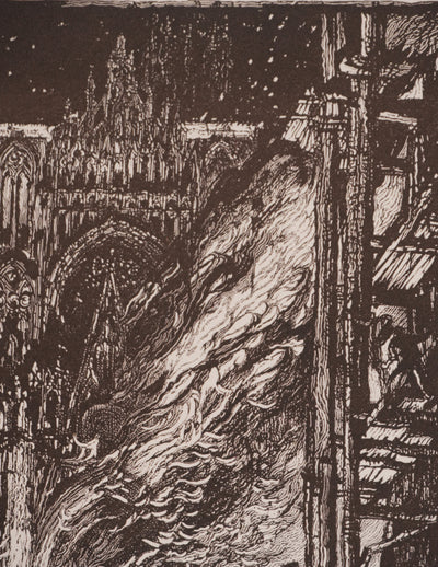 Frank BRANGWYN : L'incendie, Gravure originale