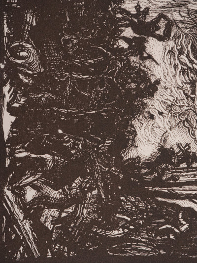Frank BRANGWYN : L'incendie, Gravure originale