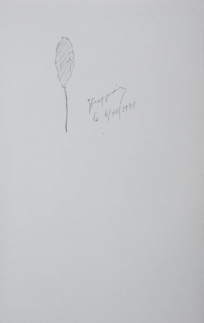 Jean FRAPPIER : La feuille grise, Autographe et dessin original signé