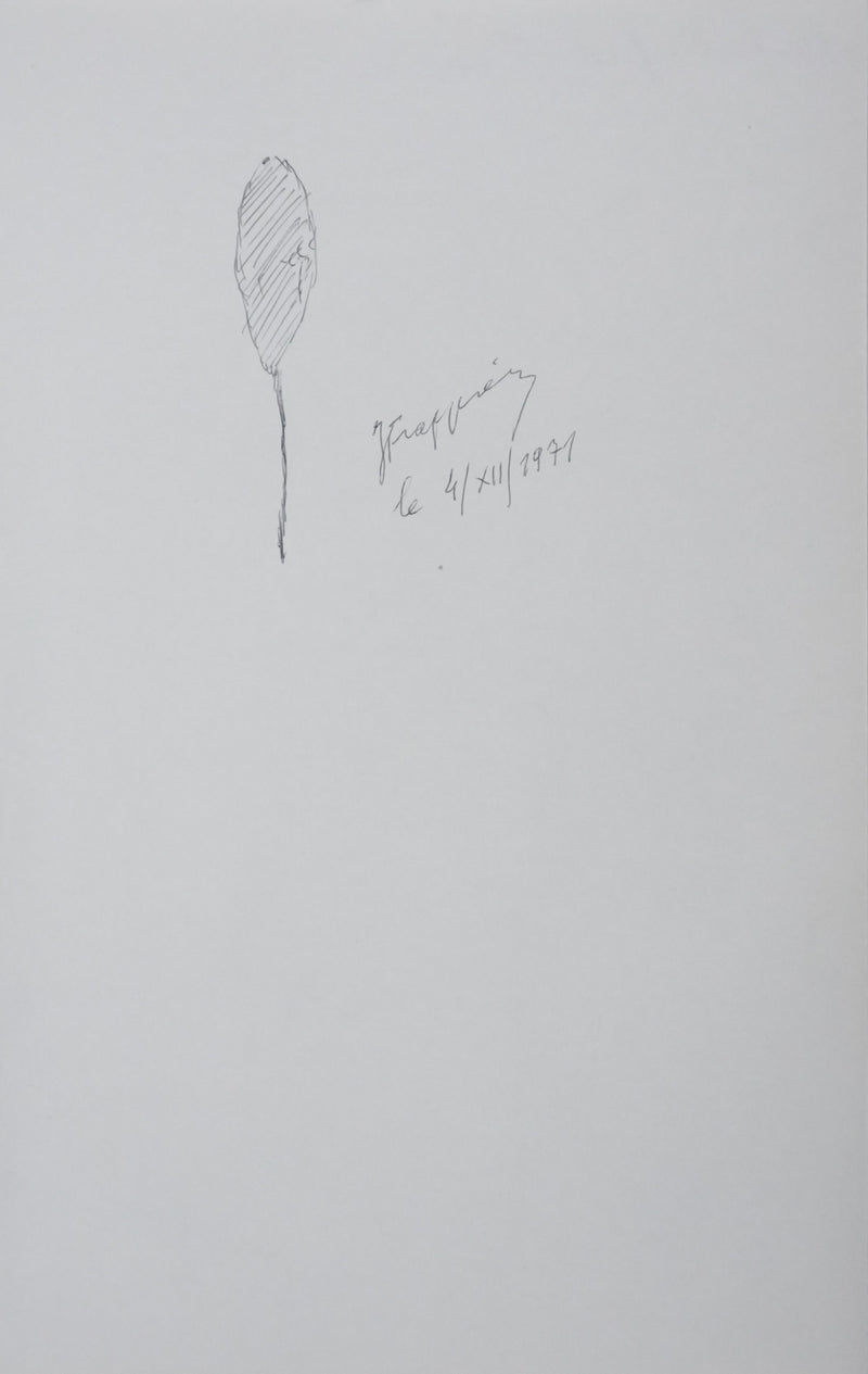 Jean FRAPPIER : La feuille grise, Autographe et dessin original signé
