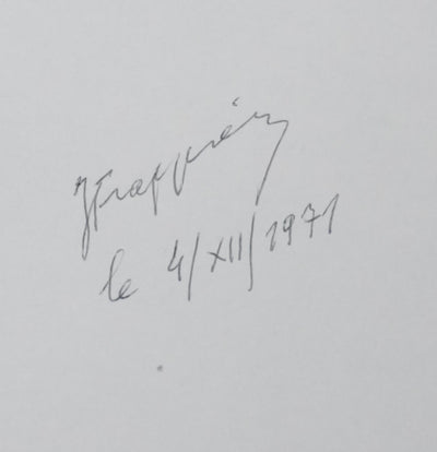 Jean FRAPPIER : La feuille grise, Autographe et dessin original signé