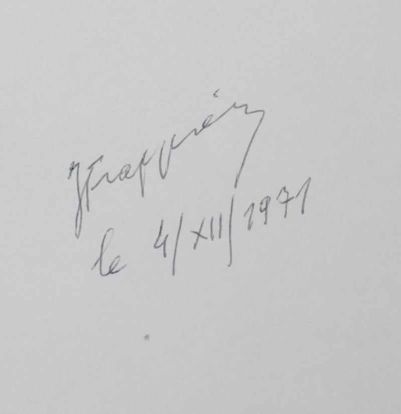 Jean FRAPPIER : La feuille grise, Autographe et dessin original signé