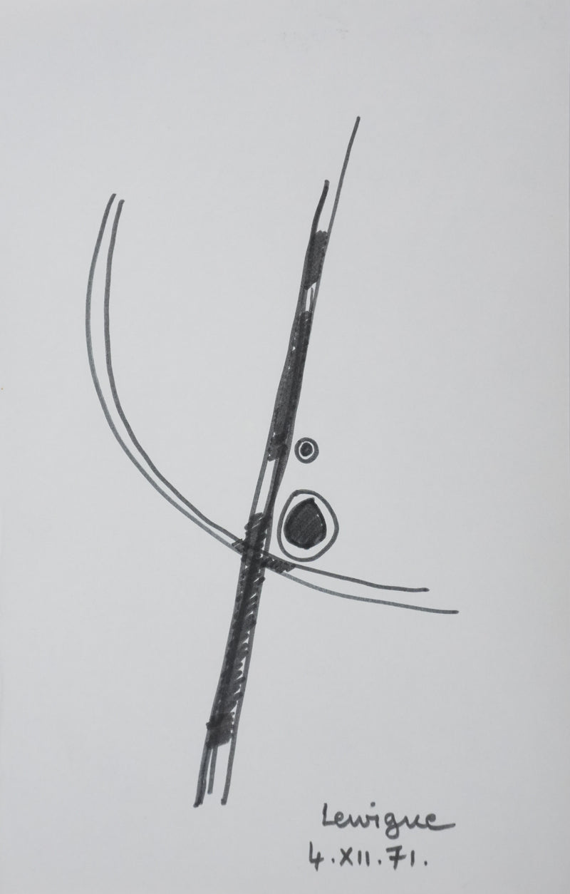 LEWIGUE : Arbre inventé, Autographe et dessin original signé