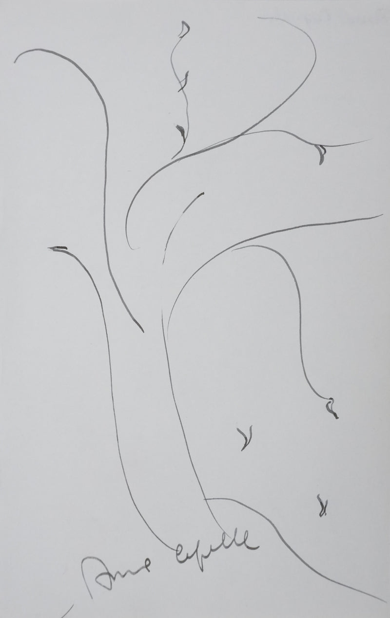 Anne CAPELLE : Les branches fines, Autographe et dessin original signé