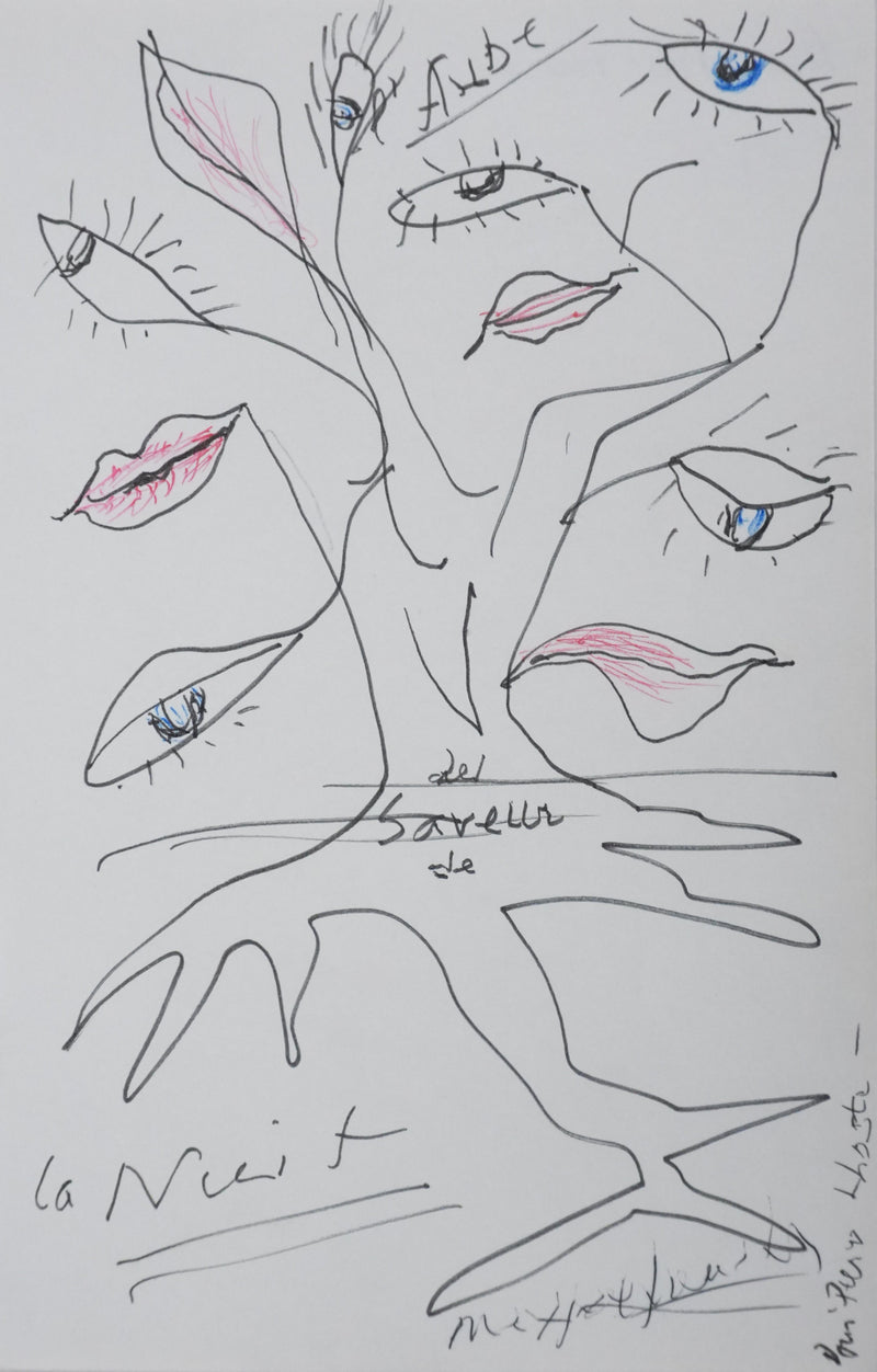 Max Pol FOUCHET : Les saveurs de la nuit, Autographe et dessin original signé