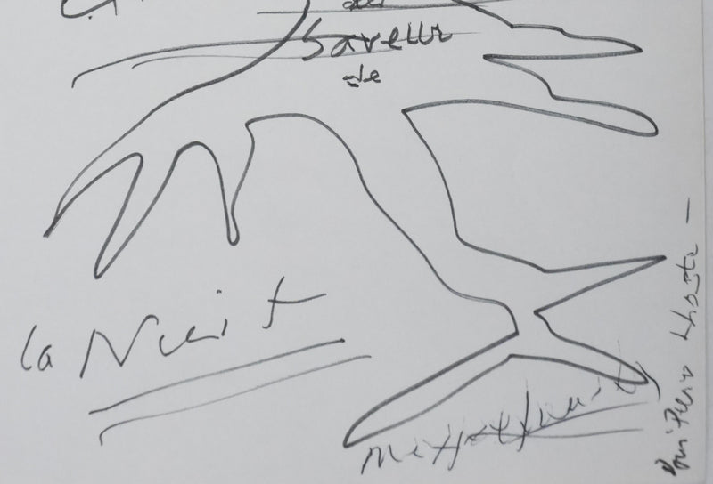 Max Pol FOUCHET : Les saveurs de la nuit, Autographe et dessin original signé