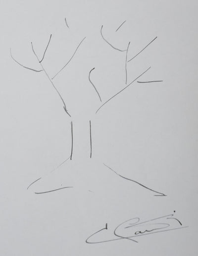 Jean GATTÉGNO : L'arbre en brindilles, Autographe et dessin original signé