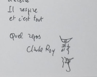Claude ROY : La peau d'écorce, Autographe et dessin original signé