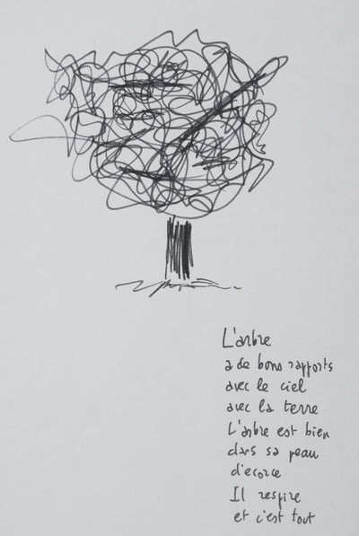 Claude ROY : La peau d'écorce, Autographe et dessin original signé