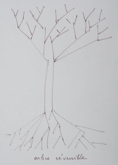 Jean ROUDAUT : Arbre réversible, Autographe et dessin original signé