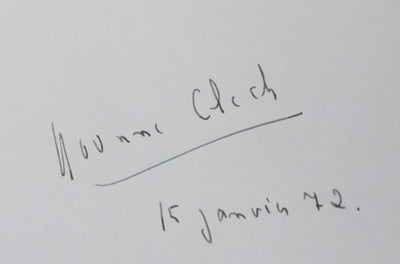 Yvonne CLECH : Les oiseaux qui picorent, Autographe et dessin original signé