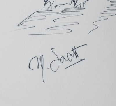 Marcel SACOTTE : A l'abri du vent, Autographe et dessin original signé
