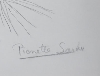 Pierrette SATIN : Le fagot gris, Autographe et dessin original signé