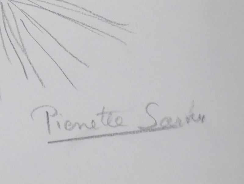Pierrette SATIN : Le fagot gris, Autographe et dessin original signé
