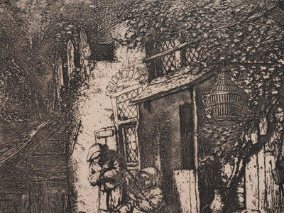 Adriaan van OSTADE : Le repos des paysans, Gravure signée