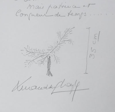 Armand DU CHAYLA : Le cèdre de Marcoussis, Autographe et dessin original signé