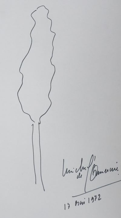Michel DE L'ORMERAIE : L'arbre magique, Autographe et dessin original signé