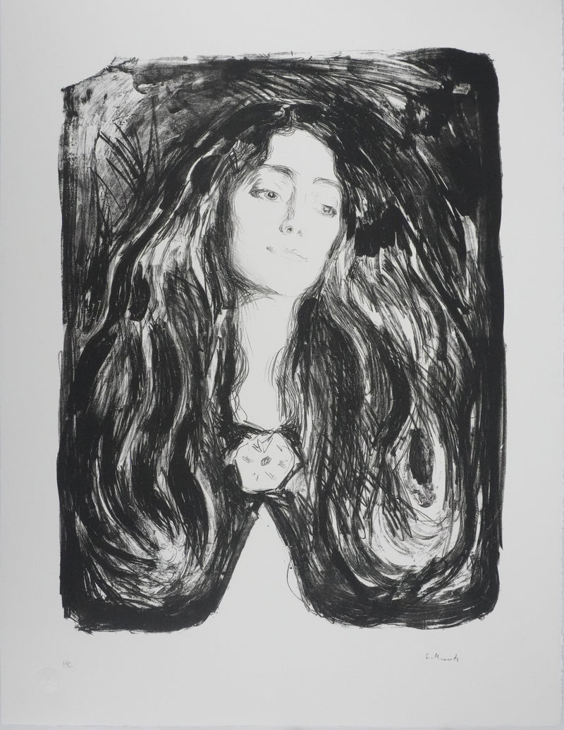 Edvard MUNCH : Broche, Eva Mudocci, Lithographie signée