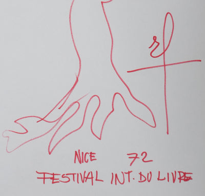 Rino FERRARI : La silhouette végétale rouge, Autographe et dessin original signé