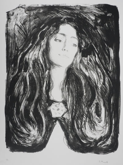 Edvard MUNCH : Broche, Eva Mudocci, Lithographie signée