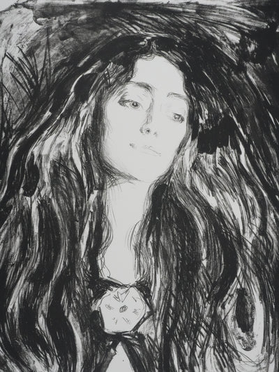 Edvard MUNCH : Broche, Eva Mudocci, Lithographie signée