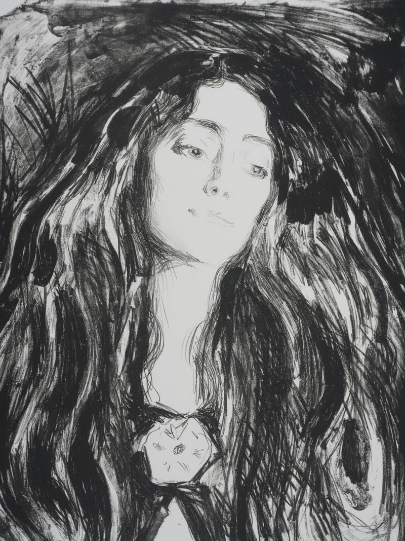 Edvard MUNCH : Broche, Eva Mudocci, Lithographie signée