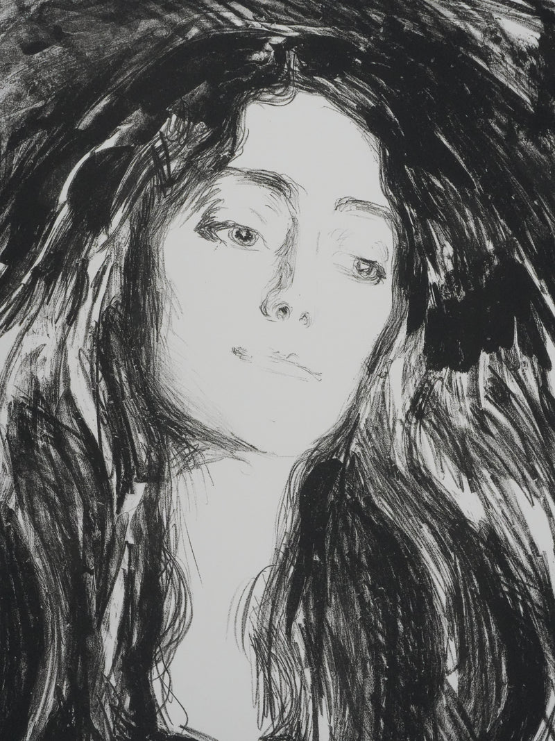 Edvard MUNCH : Broche, Eva Mudocci, Lithographie signée