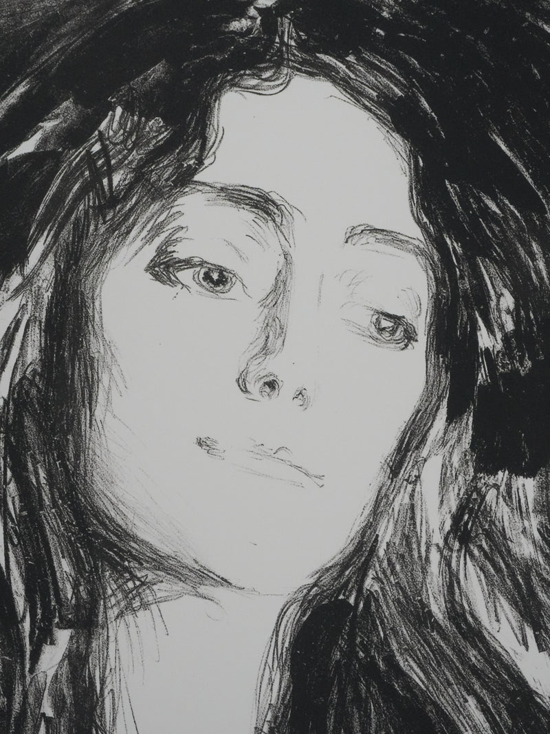 Edvard MUNCH : Broche, Eva Mudocci, Lithographie signée