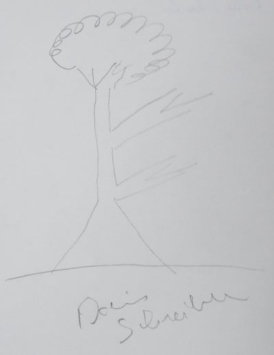 Boris SCHREIBER : Arbre aux deux branches, Autographe et dessin original signé