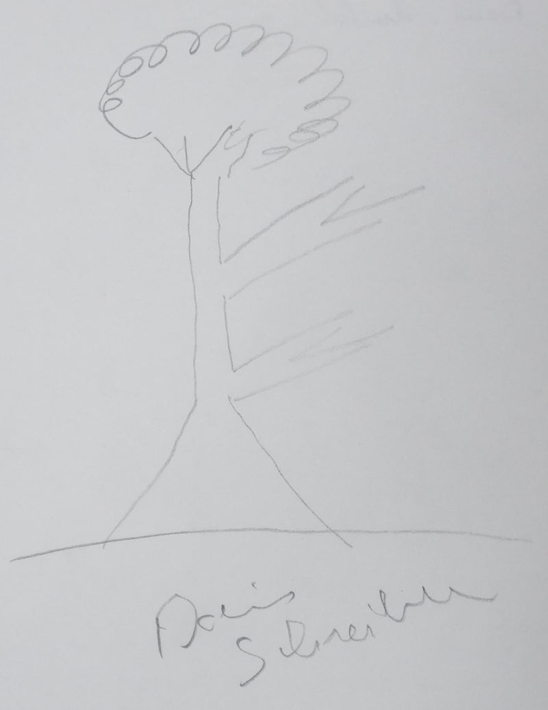 Boris SCHREIBER : Arbre aux deux branches, Autographe et dessin original signé