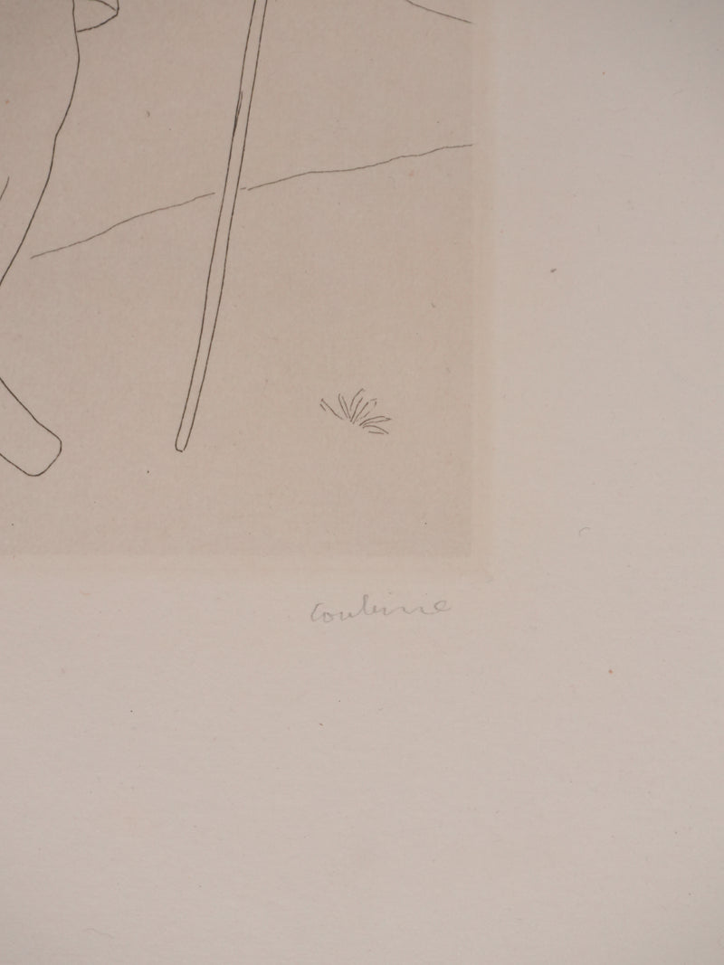 Othon COUBINE : Le jeune berger, Gravure originale signée