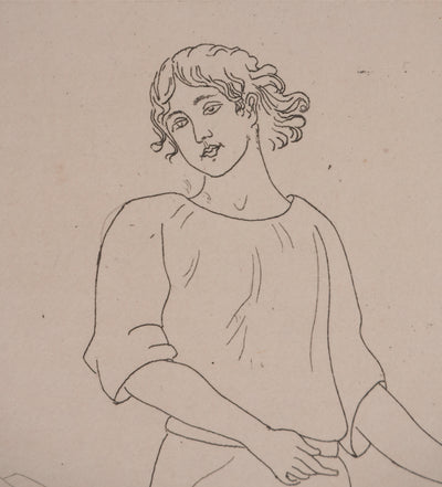 Othon COUBINE : Le jeune berger, Gravure originale signée