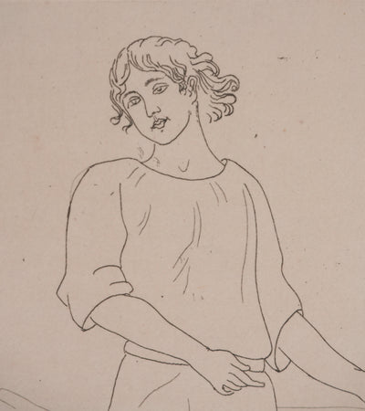 Othon COUBINE : Le jeune berger, Gravure originale signée
