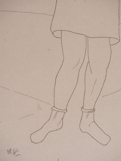 Othon COUBINE : Le jeune berger, Gravure originale signée