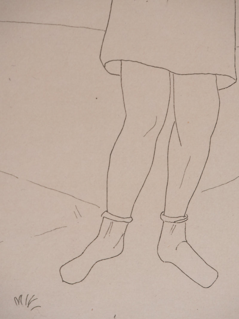 Othon COUBINE : Le jeune berger, Gravure originale signée