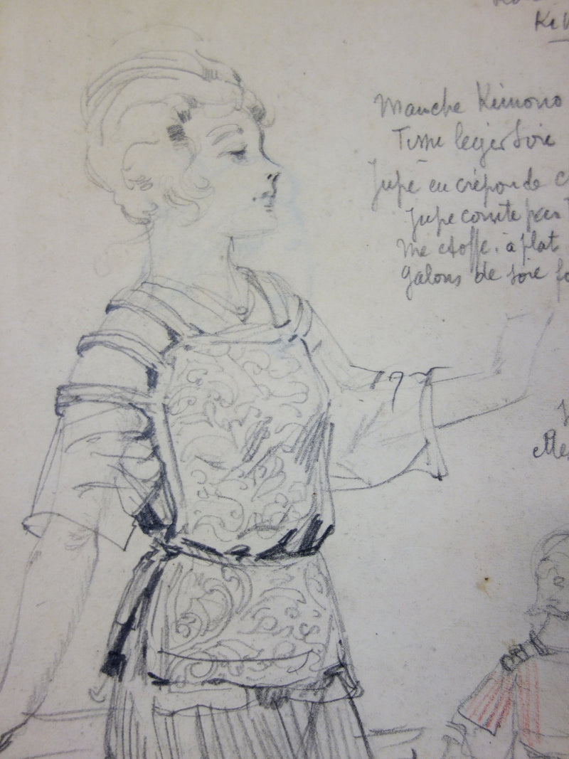 Georges CONRAD : La femme au kimono, Dessin original signé