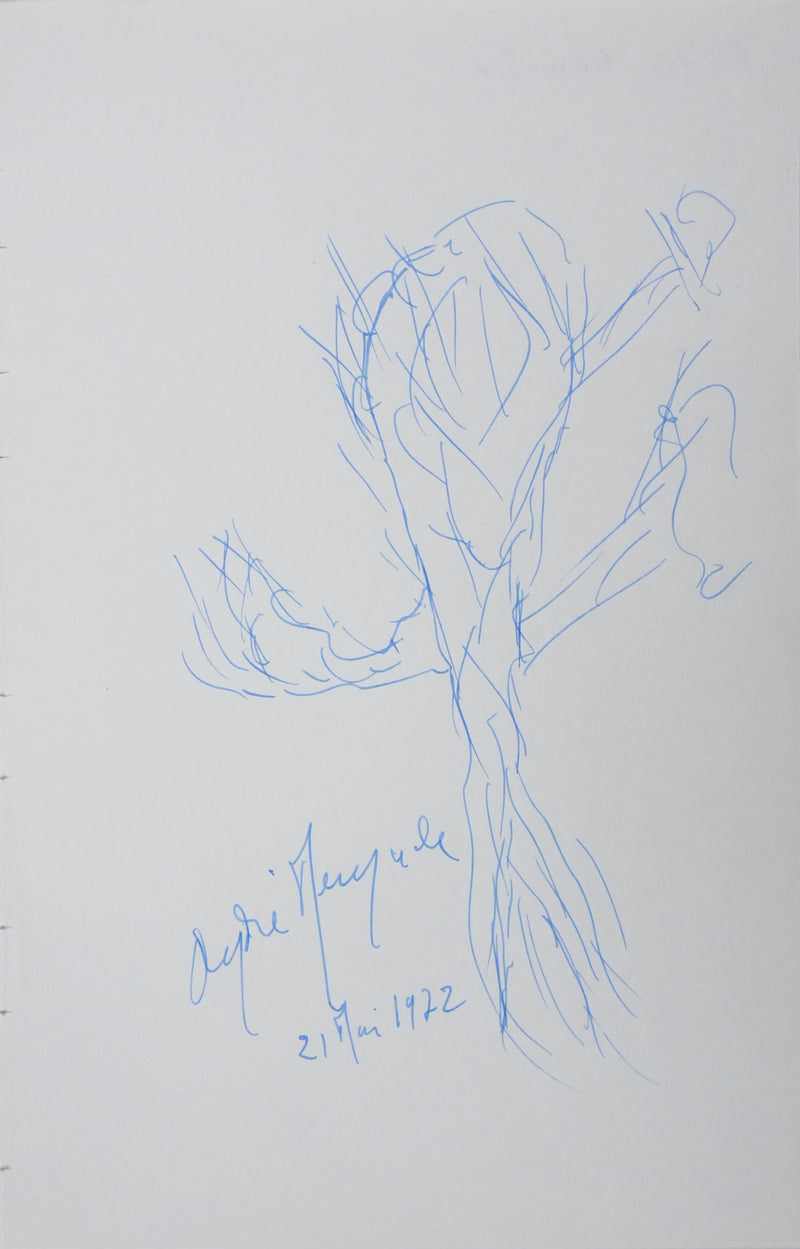 André REMACLE : Le végétal bleu, Autographe et dessin original signé