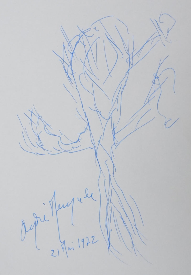 André REMACLE : Le végétal bleu, Autographe et dessin original signé