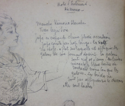Georges CONRAD : La femme au kimono, Dessin original signé