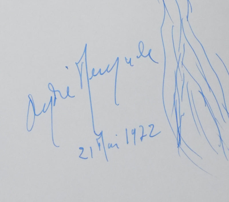 André REMACLE : Le végétal bleu, Autographe et dessin original signé