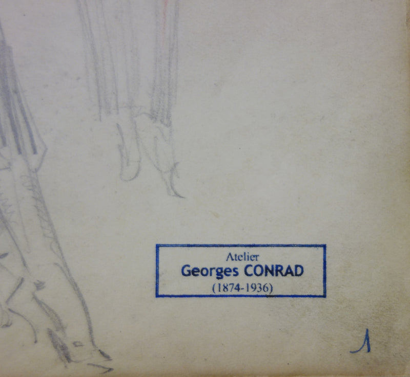 Georges CONRAD : La femme au kimono, Dessin original signé