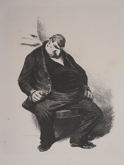Honoré DAUMIER (d'après) : Le repos, Gazan, Lithographie