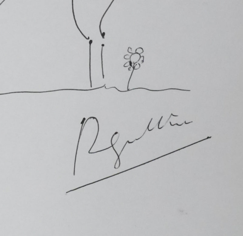 Roger IKOR : Les arbres de la prairie, Autographe et dessin original signé