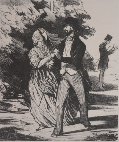 Honoré DAUMIER (d'après) : L'amour naissant, Lithographie signée