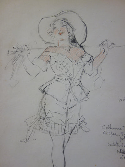 Georges CONRAD : La femme en costume blanc, Dessin original signé