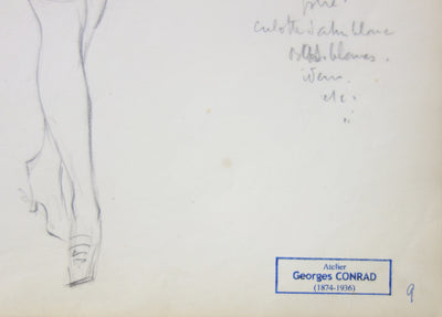 Georges CONRAD : La femme en costume blanc, Dessin original signé