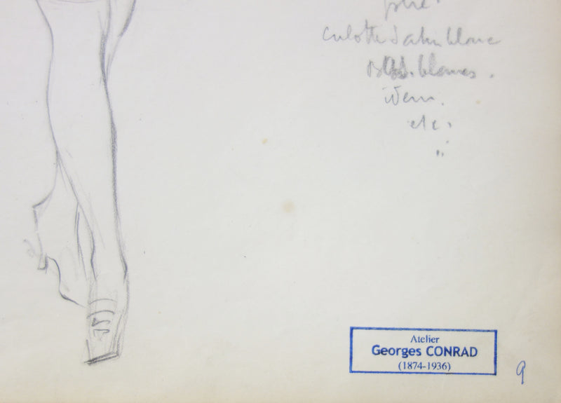 Georges CONRAD : La femme en costume blanc, Dessin original signé